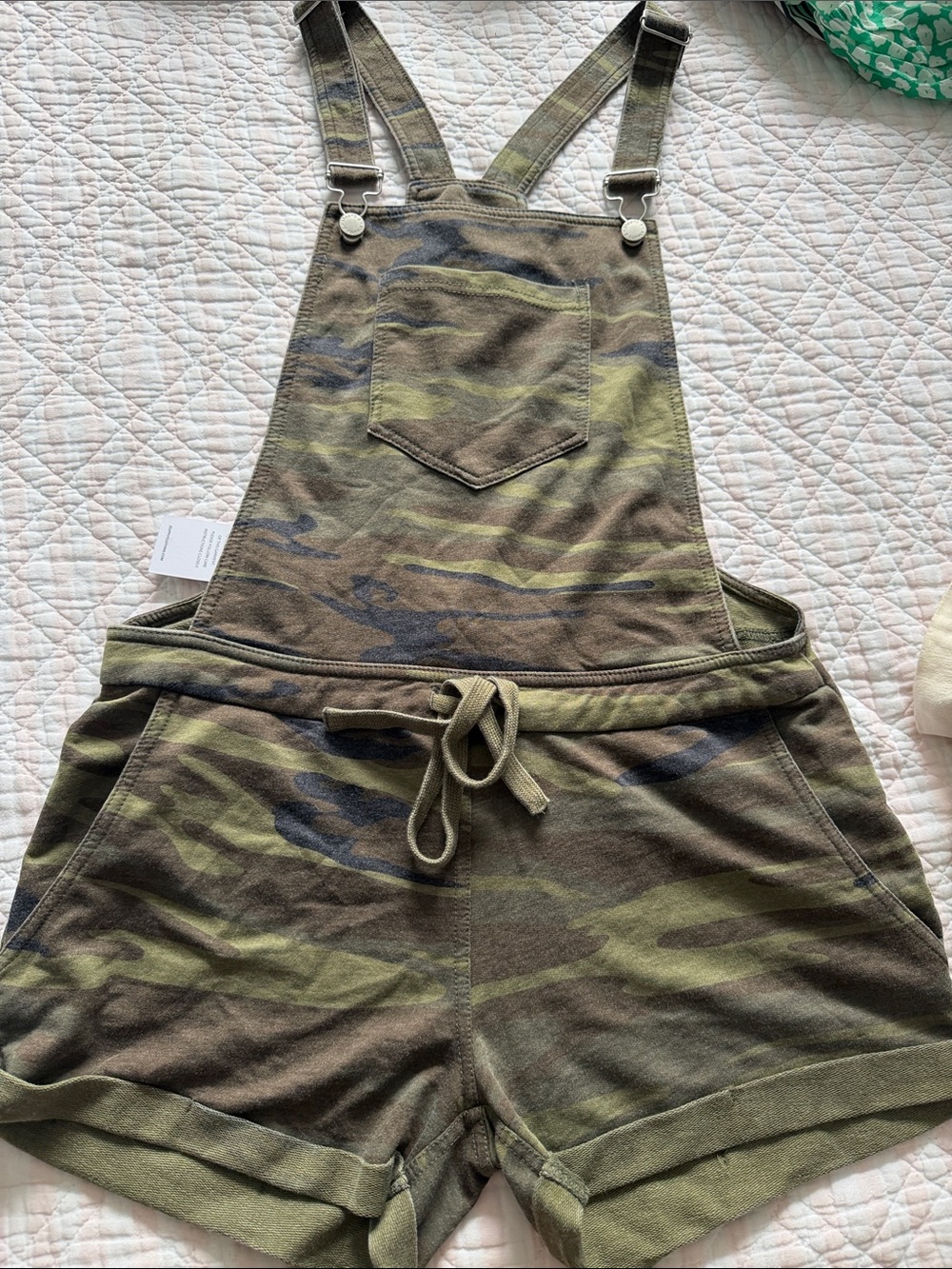 Z Supply Olive Camo Short Overalls Romper